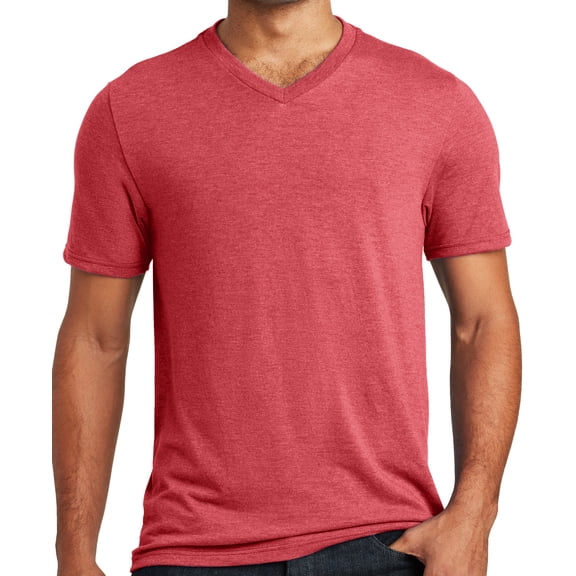 Mens Lighweight TriBlend V-neck Tee Shirt, Red Frost, Large