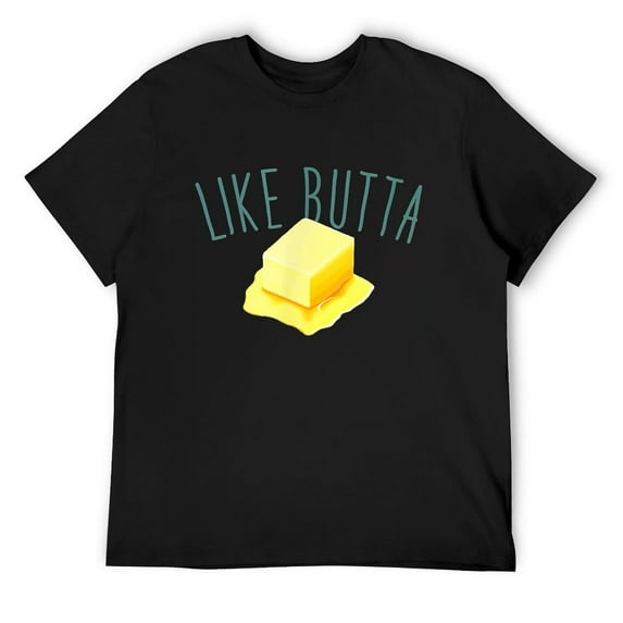Mens Like Butta, Melting Pat of Butter T-Shirt Black X-Large