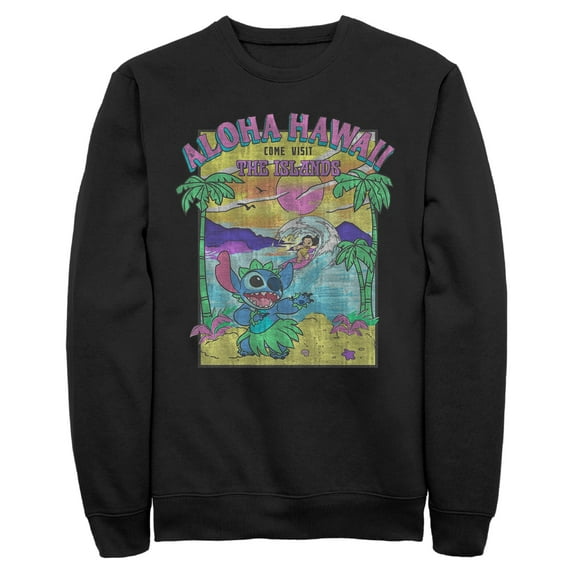 Mens Lilo & Stitch Aloha Hawaii Come Visit the Islands Sweatshirt