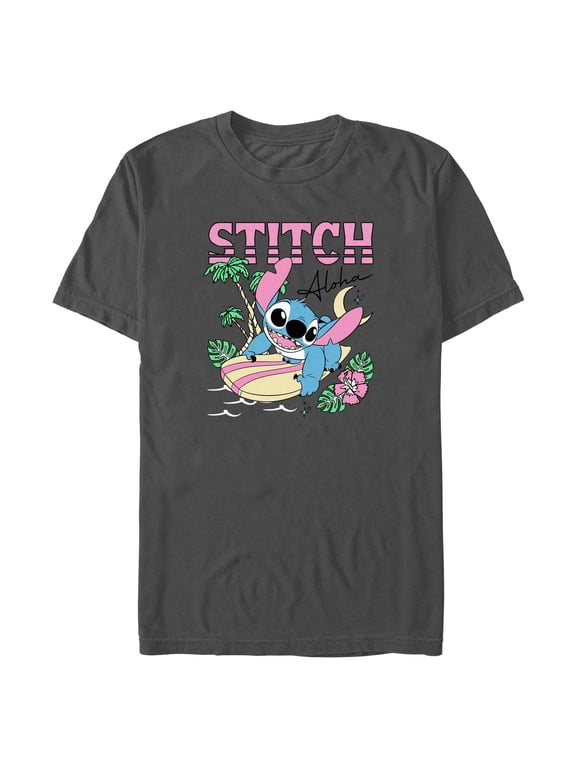 Mens Lilo & Stitch Aloha Stitch Surfing T Shirt