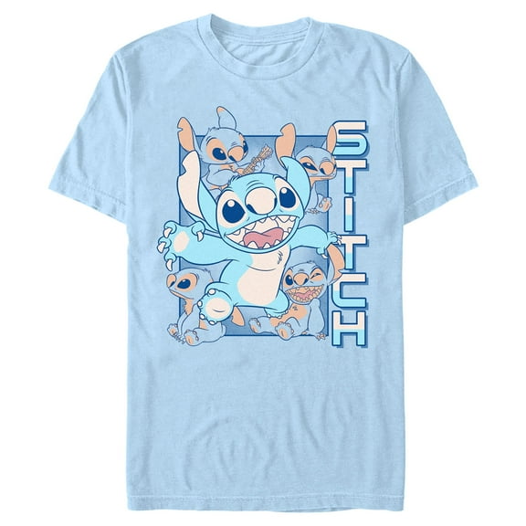 Mens Lilo & Stitch Blue Stitch Faces T Shirt