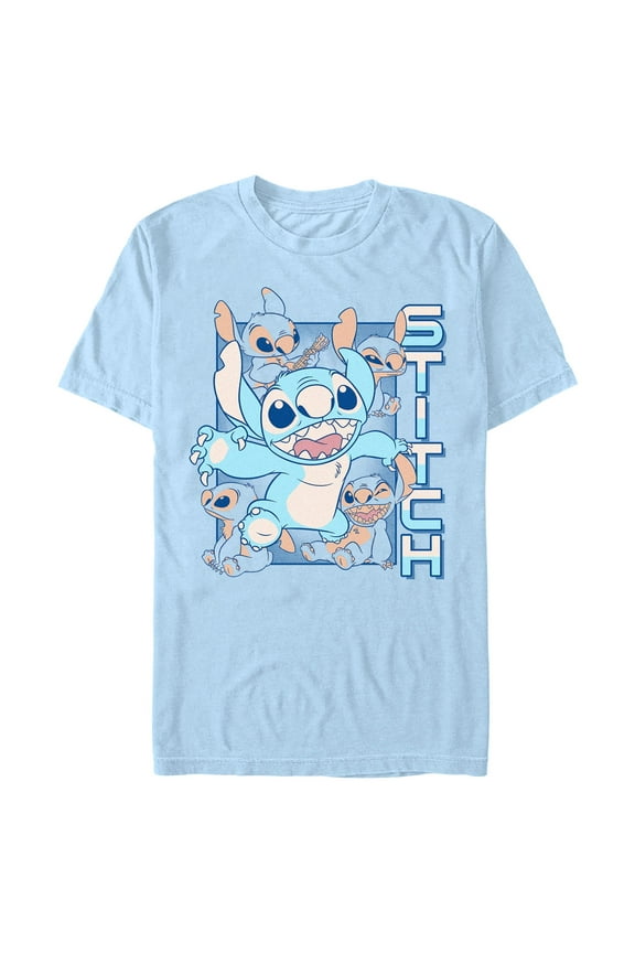 Mens Lilo & Stitch Blue Stitch Faces T Shirt
