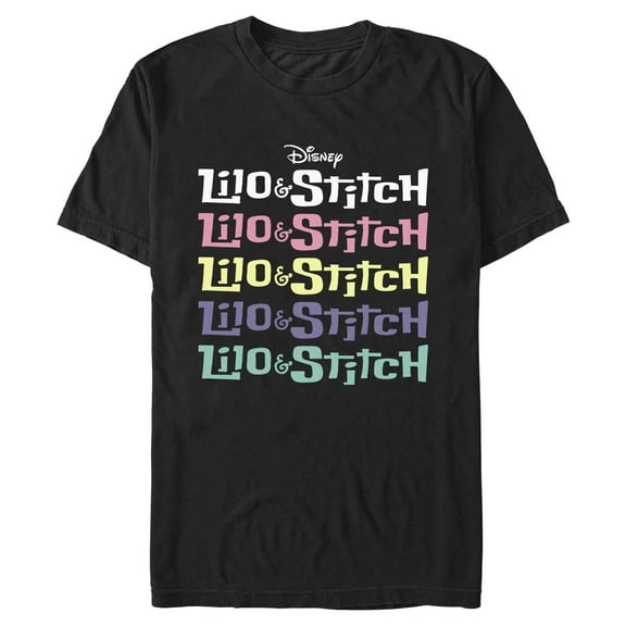 Mens Lilo & Stitch Colorful Logo Stack T Shirt