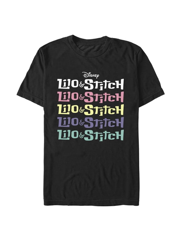 Mens Lilo & Stitch Colorful Logo Stack T Shirt
