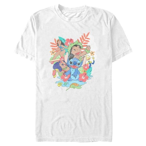 Mens Lilo & Stitch Distressed Group Portrait T Shirt