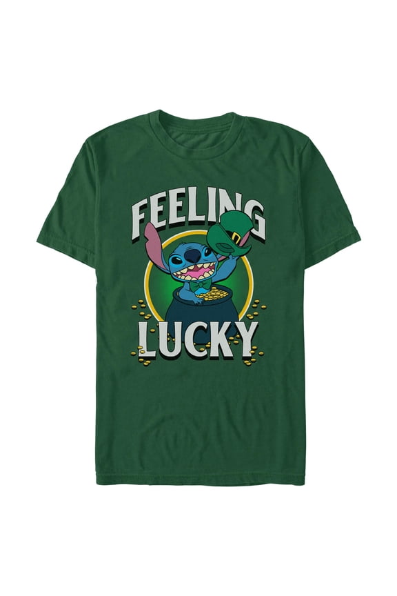 Mens Lilo & Stitch I'm Feeling Gold Lucky T Shirt