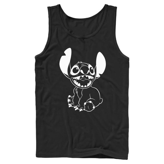 Mens Lilo & Stitch Negative Black and White Tank Top