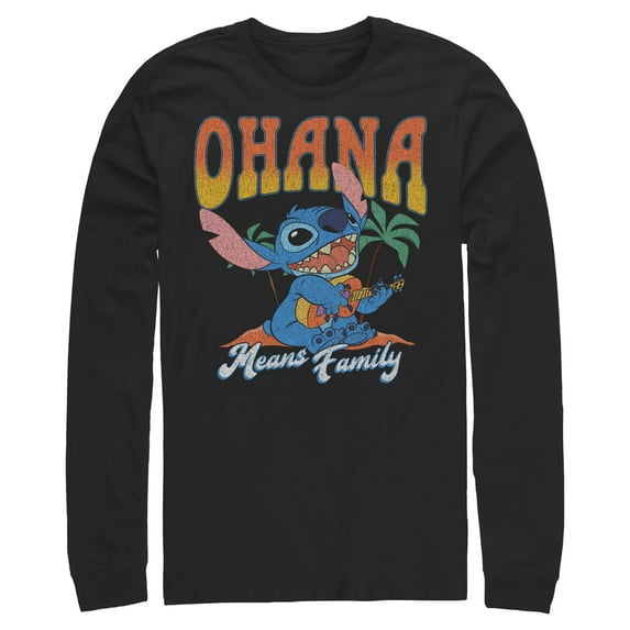 Mens Lilo & Stitch Ohana Guitar Long Sleeve Shirt