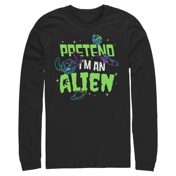 Mens Lilo & Stitch Pretend I'm An Alien Long Sleeve Shirt