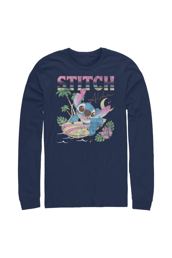 Mens Lilo & Stitch Surfing Stitch Long Sleeve Shirt