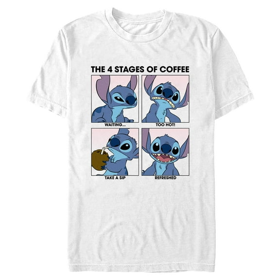 Mens Lilo & Stitch The 4 Stages of Coffee T Shirt