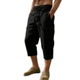 thumbnail image 1 of Mens Linen Cargo Shorts Elastic Waist Relaxed Fit Lightweight Casual Shorts with Pockets Classic Fit Shorts, 1 of 3