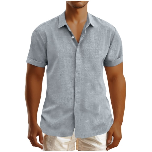 Mens Linen Cuban Guayabera Shirts Button Down Short Sleeve Shirt Hippie Summer Casual Beach Vacation Shirts