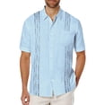 thumbnail image 1 of Mens Linen Guayabera Shirts Short Sleeve Casual Button Down Shirts Summer Beach Wear, 1 of 6