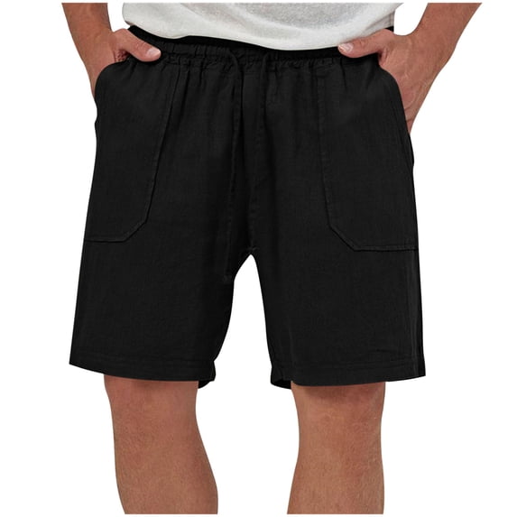 Mens Linen Gym Workout Athletic Shorts Washed Vintage Baggy Drawstring Casual Summer Beach Pants with Pockets