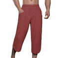 thumbnail image 1 of Mens Linen Harem Capri Pants Drawstring 3/4 Shorts Casual Beach Yoga Hippie Thai Pants Pants for Men Casual, 1 of 4