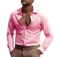 thumbnail image 1 of Mens Linen Lapel T-Shirts, Long Sleeve Shirts for Men Summer Business Casual Vintage Solid Color Button Down T Shirts S-3XL, 1 of 8