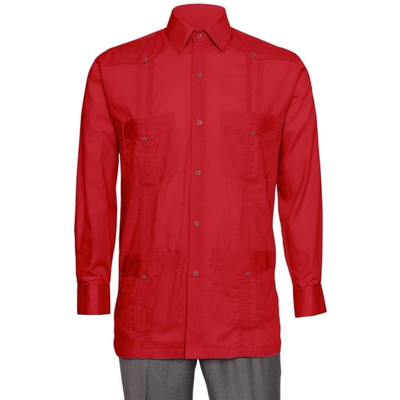 Mens Linen Look Guayabera Shirt