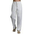 thumbnail image 1 of Mens Linen Pants Casual Loose Fit Elastic Waist Trousers with Pockets, 1 of 1