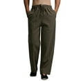 thumbnail image 1 of Mens Linen Pants Casual Loose Fit Elastic Waist Trousers with Pockets, 1 of 1