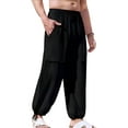 thumbnail image 1 of Puztloy Mens Linen Pants Drawstring Elastic Waist Lightweight Pant Casual Summer Beach Yoga Trouser, 1 of 6