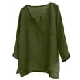 thumbnail image 1 of Mens Linen Shirt Breathable 3/4 Sleeve T Shirts Pullover V Neck Loose Summer Casual Top Lightweight Quick Dry Tees, M, 1 of 7