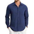 thumbnail image 1 of Mens Linen Shirt Long Sleeve Button Down Shirts Casual Lightweight Shirts Cotton Linen Breathable, 1 of 9