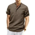 thumbnail image 1 of Mens Linen Shirts Casual Lightweight Short Sleeve T-Shirt Summer Beach Yoga Hippie Tops, 1 of 5