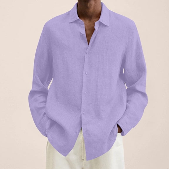 Mens Linen Shirts Relaxed fit Casual Button Down Long Sleeve Summer Beach Dress Shirt,2024 Mens Solid Color Linen Shirts Long Sleeve Big and Tall