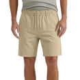 thumbnail image 1 of Mens Linen Shorts Casual 7" Cotton Elastic Waist Drawstring Summer Vacation Beach Shorts with Pockets, 1 of 5