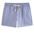 thumbnail image 1 of Mens Linen Shorts Casual Drawstring Summer Breathable 5 Inch Shorts Beach Vacation with Pockets Blue L, 1 of 2