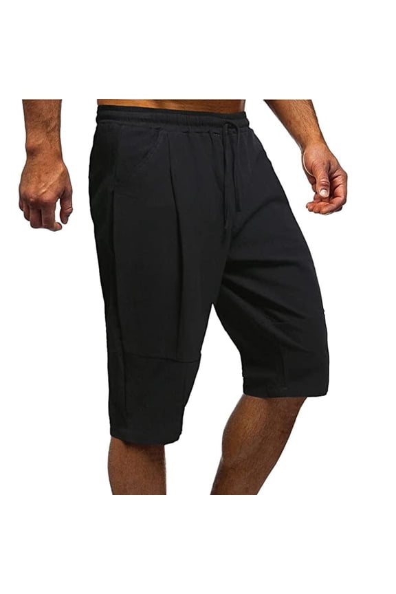 Mens Linen Shorts Loose Straight Leg Breathable 5 Inch Inseam Casual