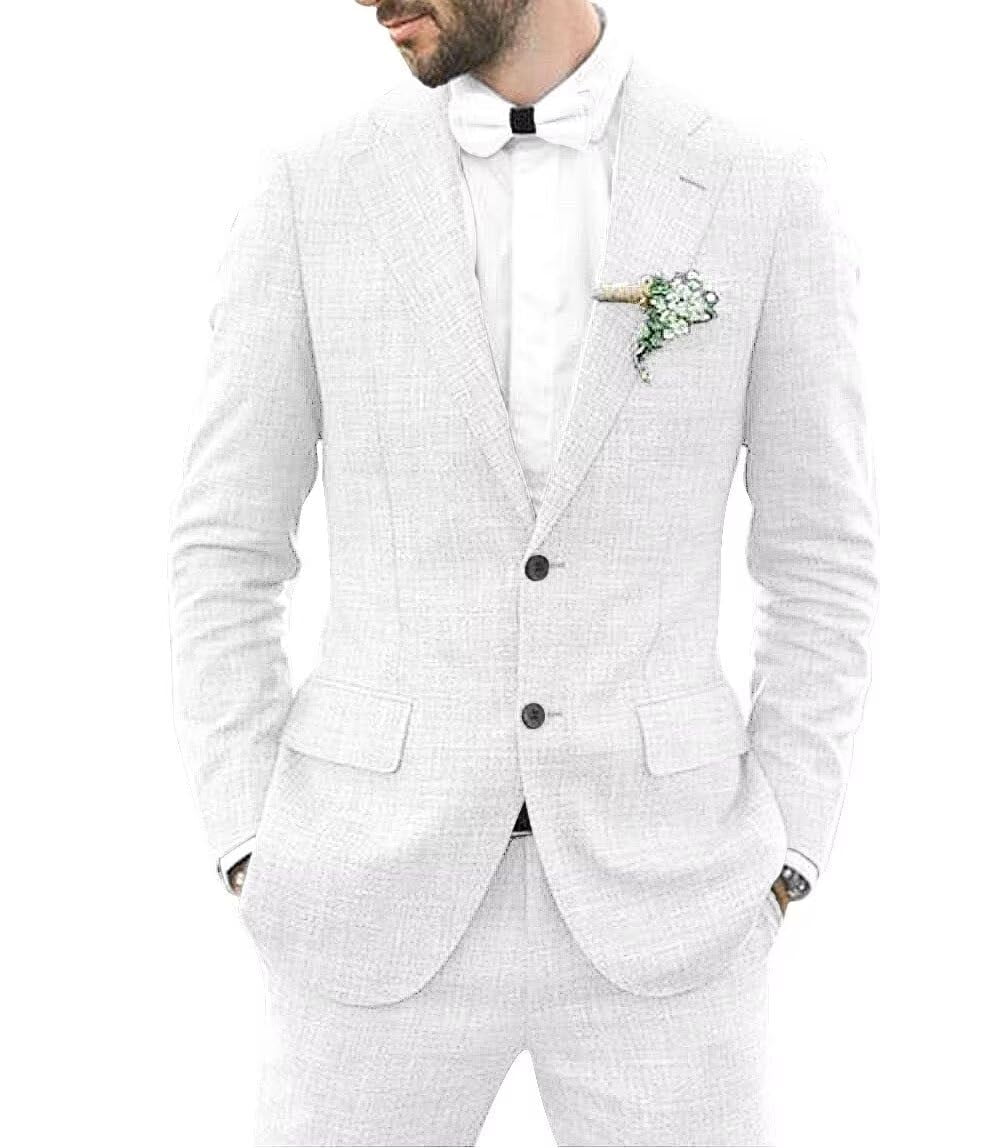 Mens Linen Suit 2 Piece Slim Fit Wedding Suit for Men Groosmen Prom ...