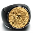 thumbnail image 1 of Mens Lion Head Ring Titanium Steel Geometric Handmade European American Travel Souvenir Gold Black Gift Bold Design, 1 of 4