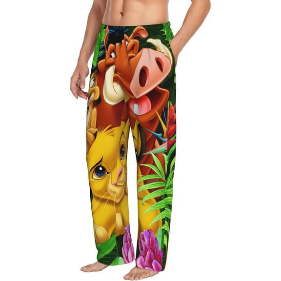 Mens Lion Kin Pajama Pants Soft Lightweight Pajama Pants Cartoon Pajama Bottoms