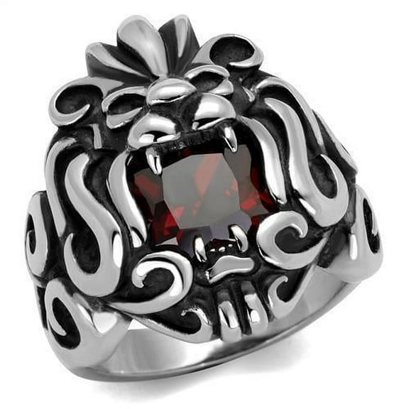 Mens Lion Ruby Ring Anillo Para Hombre Stainless Steel Ring