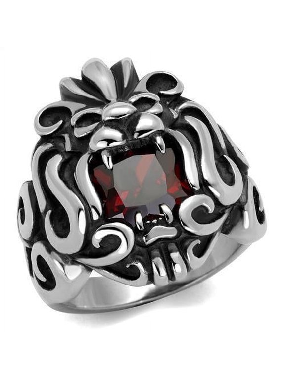 Mens Lion Ruby Ring Anillo Para Hombre Stainless Steel Ring