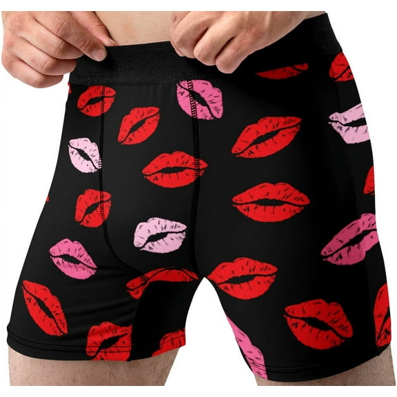 Mens Lipstick Kisses all Over Valentines Day Boxer Briefs Underwear Novelty Gift