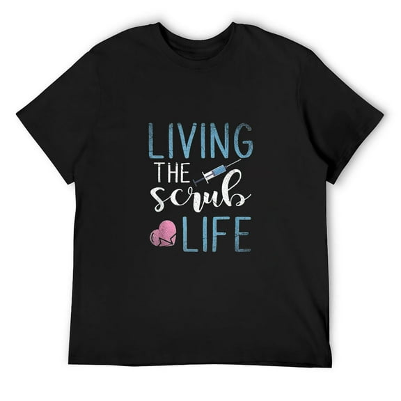 Mens Living The Scrub Life Nurse T-Shirt Black