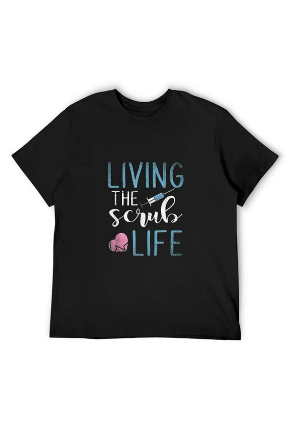 Mens Living The Scrub Life Nurse T-Shirt Black