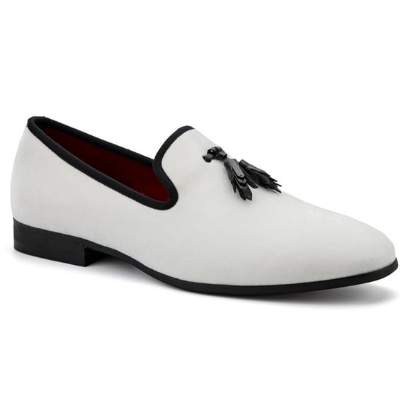 Mens Loafers Wedding Dress Shoes Slip-On Loafers for Men Tuxedo Suit Shoes, White-06, 9.5US