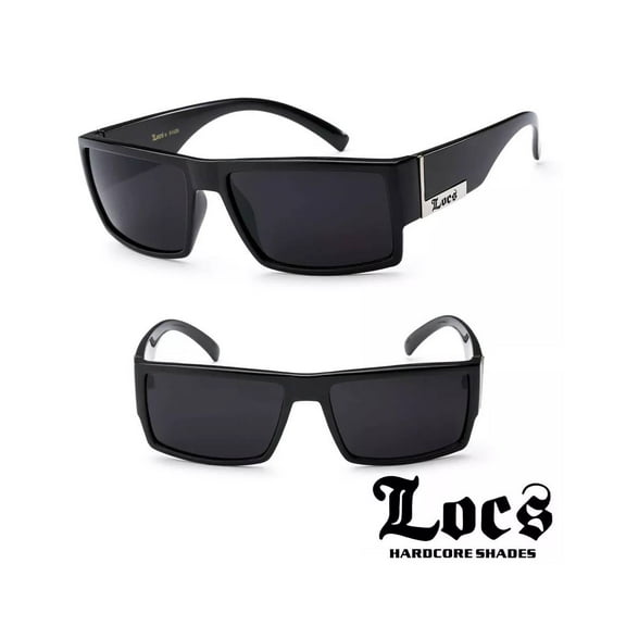 Mens Locs Rectangular Lowrider Biker Flat Top Large Frame Bandana Sunglasses