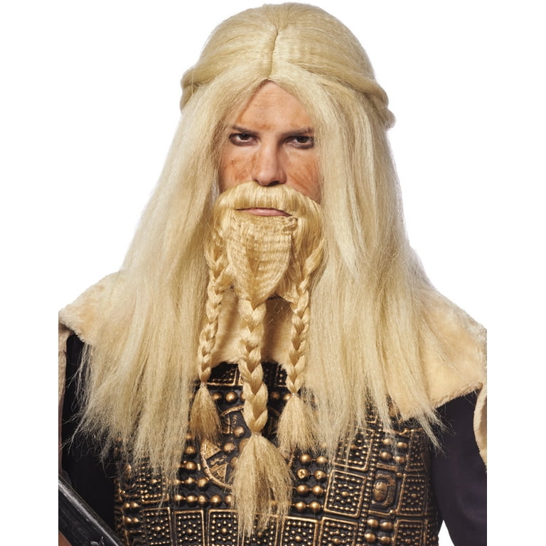 Mens Long Blonde Viking Warrior Mens Scottish Wig Beard Costume Walmart