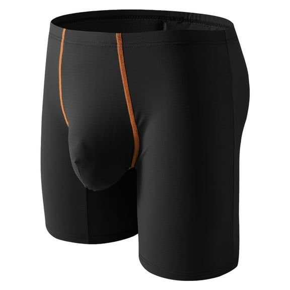 Mens Long Boxer Briefs Ice Silk Sports Performance Underwear Soft Comfort Stretch Athletic Workout Moisture Wicking Breathable Long Leg Underpants