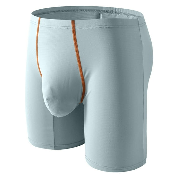Mens Long Boxer Briefs Ice Silk Sports Performance Underwear Soft Comfort Stretch Athletic Workout Moisture Wicking Breathable Long Leg Underpants