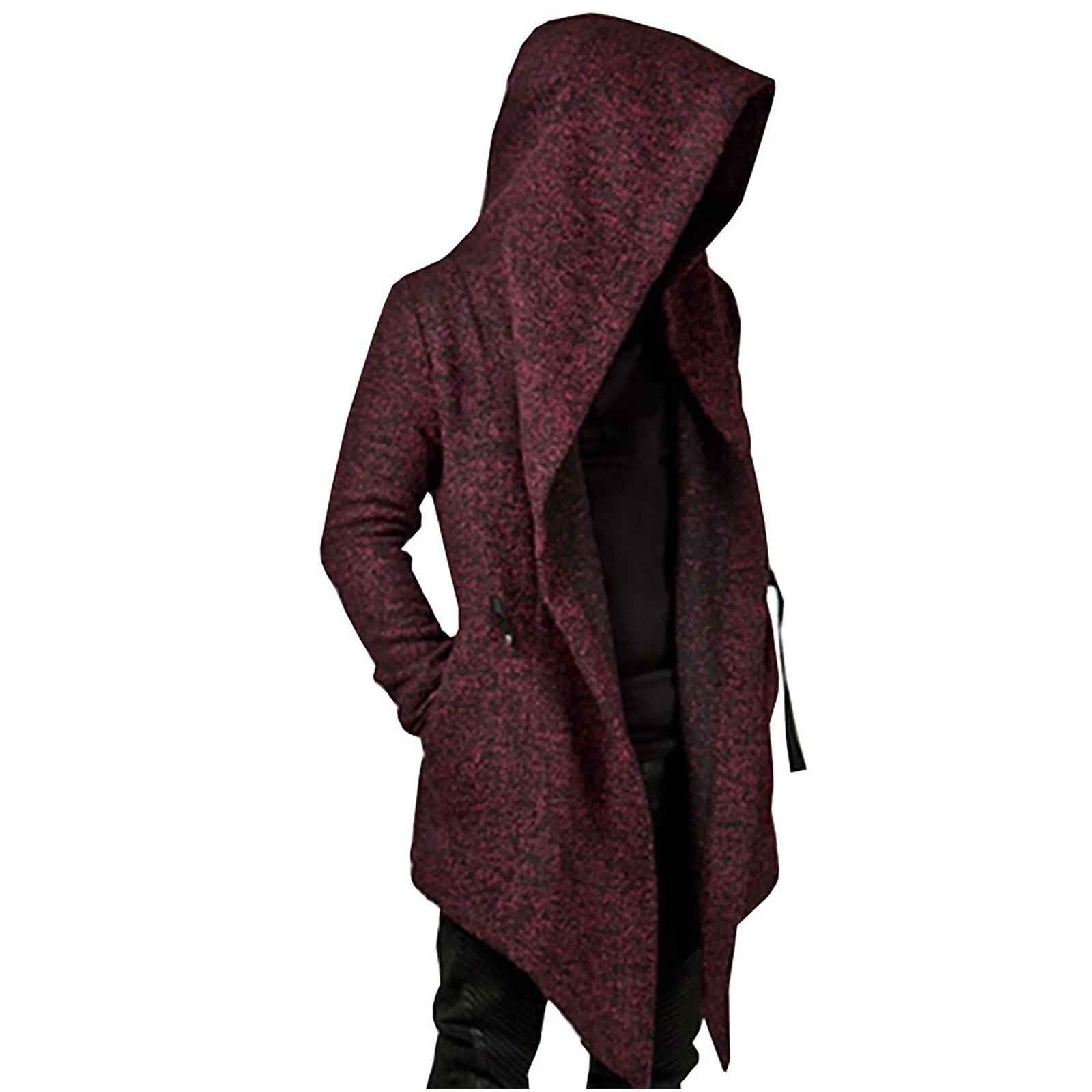 Mens Long Cardigan Open Front Draped Lightweight Hooded Sweater with Pocket Shawl Collar Long Hooded Cardigan Ruffle Walmart