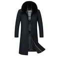 thumbnail image 1 of Mens Long Dress Coats with Detachable Hood,Big and Tall Trench Coats for Winter Thicken Fleece Windbreaker Parkas, 1 of 9