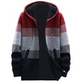 thumbnail image 1 of Mens Long Hooded Cardigan Soft Comfy Long Sleeve Hoodie Striped Coat with Pockets Red L, 1 of 7