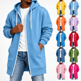 thumbnail image 1 of Mens Long Hoodies Full Zip Fleece Lined Long Sleeve Drawstring Hooded Cardigan Jacket Open Front Sweatshirt, 1 of 8