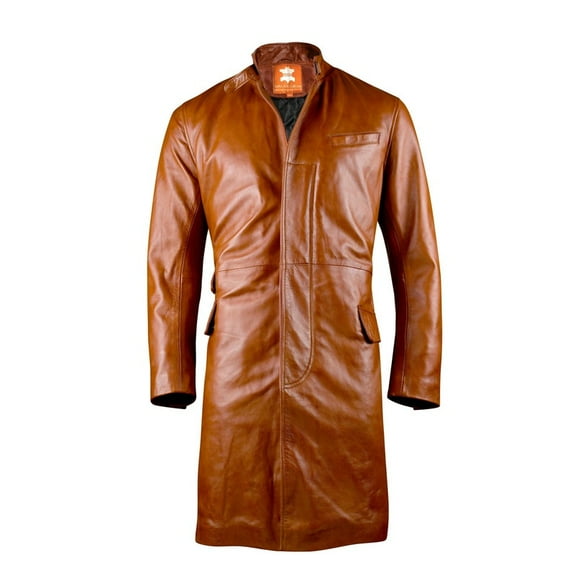 Mens Long Leather Coat, Leather Trench Coat Men, Genuine Leather Duster, Original Sheepskin Leather trench coat
